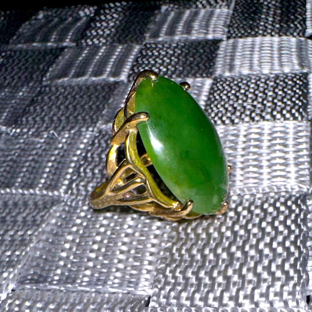 Authentic STERLING JADE Gold-Washed Cocktail Ring
